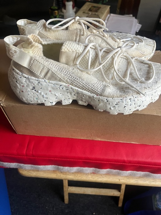 Nike Shoes - Nike Women's Cream Textured Knit Platform Sneakers with Speckled Crater Sole